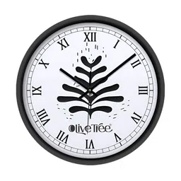 OLIVE TREE Black & White Printed Contemporary Wall Clock image 4