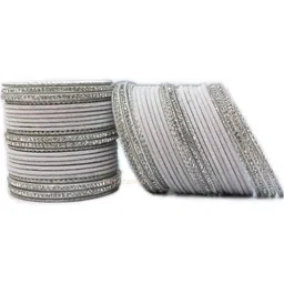 PRIYA KANGAN Silver Glass Zirconia Stone Velvet Metal Bangles-picture-17