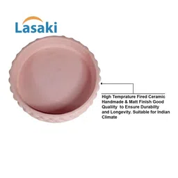 LASAKI Bubble 2Pcs Pink Ceramic Lightweight Round Small Flower Planter Trays image 3
