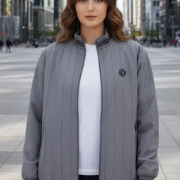 Promount Women Striped Lightweight Bomber Jacket-picture-28