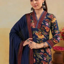 KALINI Women Printed Viscose Rayon Kurta Sets With Dupatta image 2