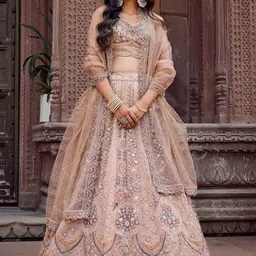 panchhi Embellished Sequinned Semi-Stitched Lehenga & Unstitched Blouse With Dupatta image 5