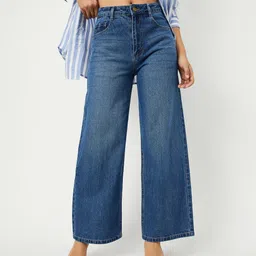 max Women Flared Mid Rise Blue Jeans-picture-18
