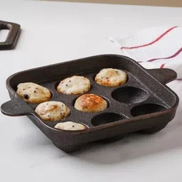 dje 9-pit Cast Iron square Non-sticky Paniyaram Pan Appam Maker Paniarakkal 1 L capacity 19 cm diameter-picture-26