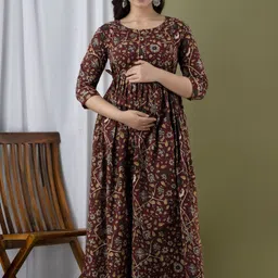 cristae Cotton Blend Stitched Flared/A-line Gown-picture-15