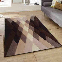 presto Brown Geometric Wool 3 ft x 5 ft Hand Tufted Carpet image 1