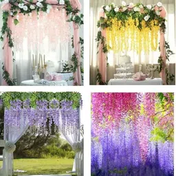 mifadecor Artificial Hanging Wisteria Vine Flowers(3.8ft)Long for All Types of Occassions Red Westeria Artificial Flower image 5