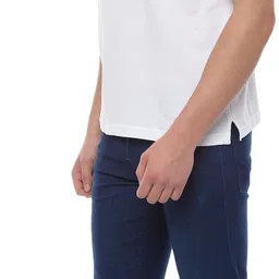 allen solly Men Solid Polo Neck Cotton Blend White T-Shirt image 4