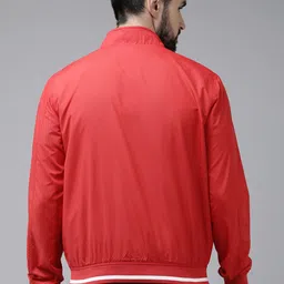 BEAT LONDON by PEPE JEANS Men Solid Full Sleeves Red Bomber Jacket image 4