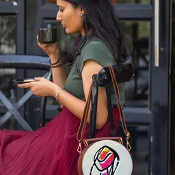 Kalankit Printed Vegan Leather Structured Crossbody Sling Bag image 4