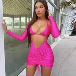 girlfriend Babydoll Lingerie Mesh Wedding Nightie Bridal Nightdress Women's Babydoll Bikini with Bodysuit Hot Sexy Bikini Wedding Honeymoon Valentine wear image 3