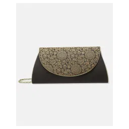 fabindia fashion Fabindia Black Polyester Clutch with Detachable Chain (M) image 3