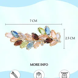 Yellow Chimes Women Gold-Toned & Brown Beaded French Barrette image 4