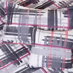 Aura Grey & White Checked Printed Cotton 210 GSM Double Queen Bedding Set image 4