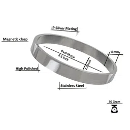 Saizen Unisex Silver-Toned Silver-Plated Kada Bracelet image 2