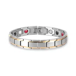 Yellow Chimes Men Silver & Gold-Toned Link Bracelet image 3