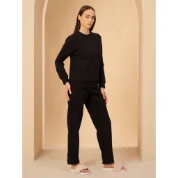 Sweet Dreams Black Solid Sweatshirt and Pant image 4