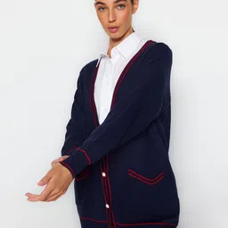 Trendyol V-Neck Drop Shoulder Sleeves Longline Cardigan image 4