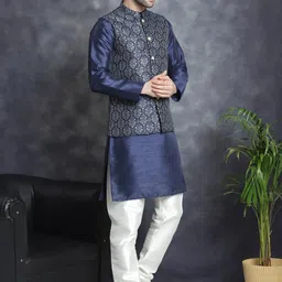 Jompers Ethnic Motifs Printed Straight Kurta & Pyjama With Nehru Jacket image 4