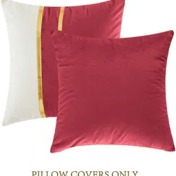 AEROHAVEN Red & Gold-Toned Set of 2 Velvet Square Cushion Covers image 3