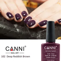 CANNI Gel Color System Coat Color Soak-Off UV & LED Nail Polish-Deep Reddish Brown 102 image 2