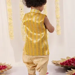 JBN Creation Boys Ethnic Motifs Woven Design Mandarin Collar Kurta with Dhoti Pants image 4