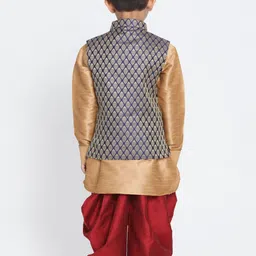 VASTRAMAY Boys Woven Design Mandarin Collar Long Sleeves Kurta with Dhoti Pants image 5