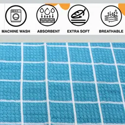 Athom Living Blue & Beige 6 Pieces Checked Cotton 150 GSM Soft Hand Towels image 4