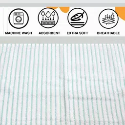 Athom Living White & Green 6 Pieces Striped 150 GSM Cotton Soft Hand Towels image 4