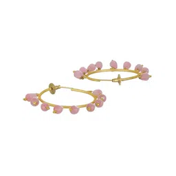 Jazz and Sizzle Pink & Gold Plated Circular Half Hoop Earrings image 4