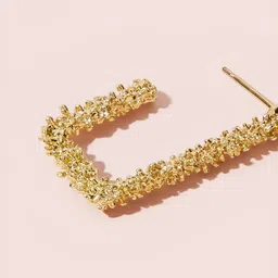 Pinapes Gold-Plated Geometric Half Hoop Earrings image 4