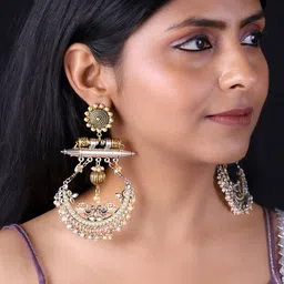 PANASH Gold-Plated Beads Beaded Crescent Shaped Chandbalis image 3