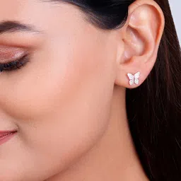 GIVA Rose Gold-Plated 925 Sterling Silver Butterfly Shaped Zircon Studs Earrings image 2