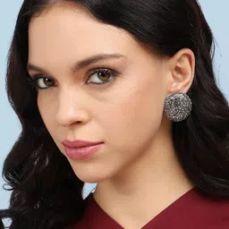 SOHI Silver-Plated Circular Shaped Studs Earrings image 4