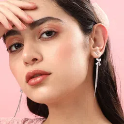 SOHI Silver-Plated Contemporary Drop Earrings image 4