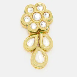 Priyaasi Gold-Plated Mini Floral Kundan Studded Drop Earrings image 4