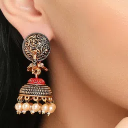 OOMPH Dome-Shaped Beaded Jhumkas image 4
