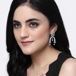ZENEME Rhodium-Plated Quirky Drop Earrings image 3