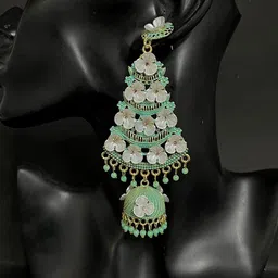 TANLOOMS Gold-Plated Artificial Beaded Floral Enamelled Jhumkas image 4