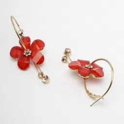 Scintillare By Sukkhi Gold-Plated Crystals Studded Floral Hoop Earrings image 4