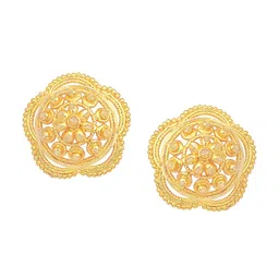 Vighnaharta Set of 4 Gold-Plated Floral Studs Earrings image 4