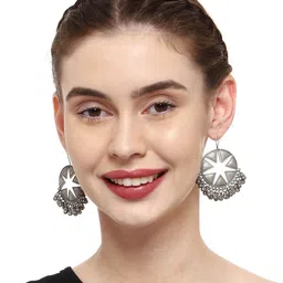 VENI 92.5 Silver Plated Oxidised Drop Earrings image 3