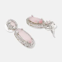 ATIBELLE Silver-Plated Cubic Zirconia Contemporary Drop Earrings image 4