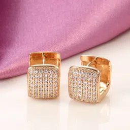 Shining Diva Fashion 18k Rose Gold Plated Zircon Earrings image 2