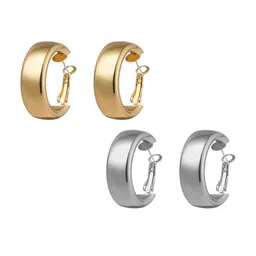 Jewels Galaxy Set of 2 Gold Plated & Silver Plated Hoop Earrings image 4