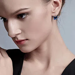 Yellow Chimes Blue Crystal Butterfly designed Clip On Earrings image 2