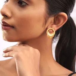 Rubans Voguish 18K Gold-Plated Classic Studs Earrings-picture-30