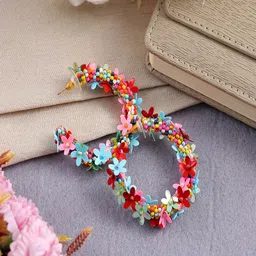 UNIVERSITY TRENDZ Gold Plated Floral Beaded Half Hoop Earrings image 4