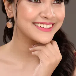 Saraf RS Jewellery Peach-Coloured Geometric Drop Earrings image 4