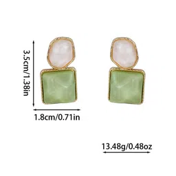 Celestique Artificial Stone Studded Geometric Shaped Drop Earrings image 4